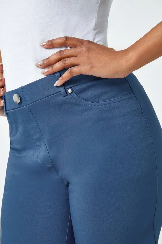 Petrol Blue Petite Turned Hem Elastic Waist Shorts Women Roman Coords