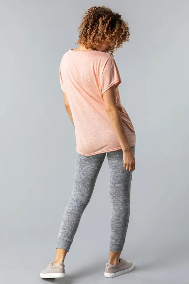 Pink Animal Print Diamante Embellished TShirt Women Roman Tops