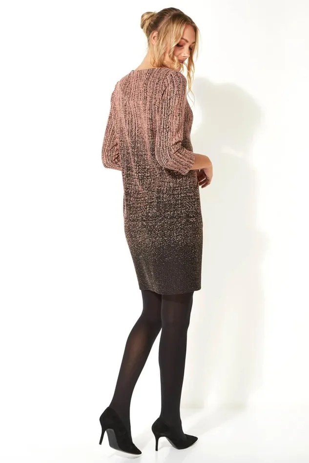 Pink Ombre Textured Shift Dress Women Roman Dresses