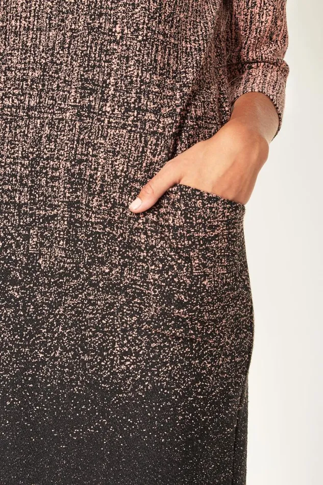 Pink Ombre Textured Shift Dress Women Roman Dresses