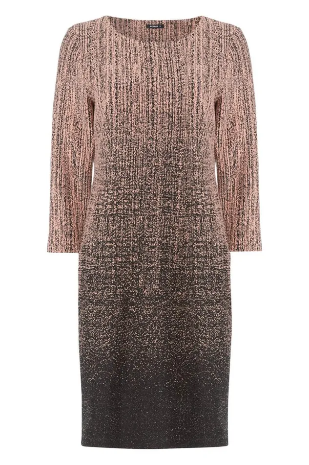 Pink Ombre Textured Shift Dress Women Roman Dresses