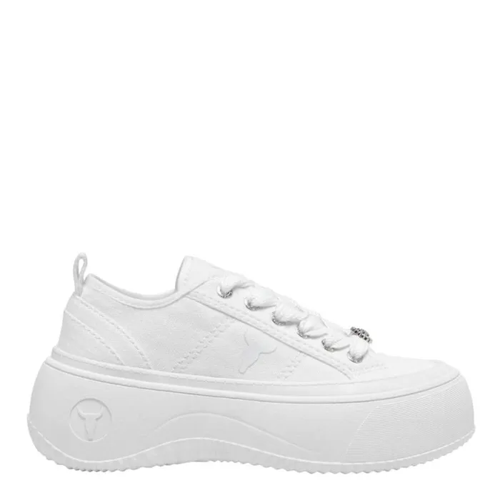 Platform Sneakers Women Windsor Smith INTENTIONS CANVAS WHITE SNEAKERS