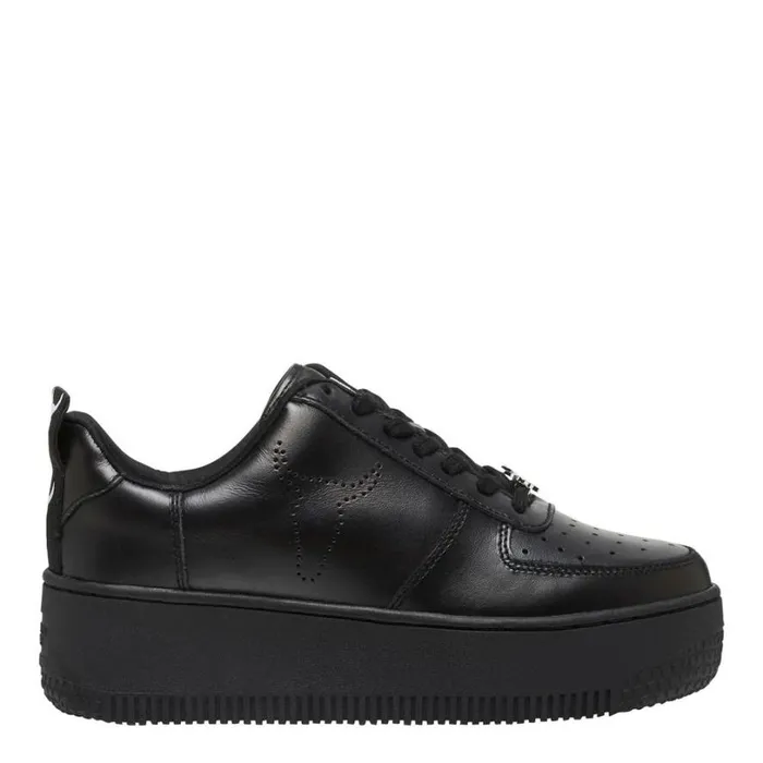 Platform Sneakers Women Windsor Smith RACERR BLACK LEATHER SNEAKERS