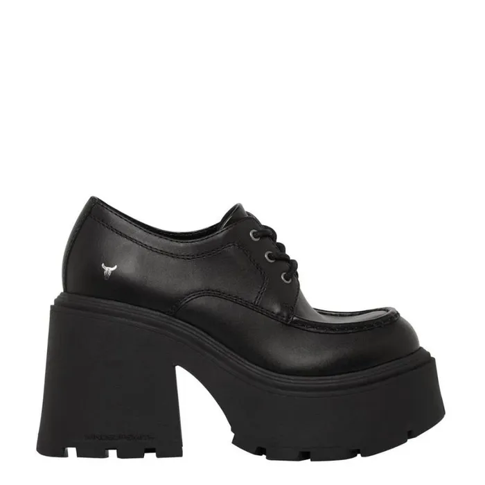 Platforms Women Windsor Smith STARCROSSED BLACK LEATHER PLATFORM SHOES