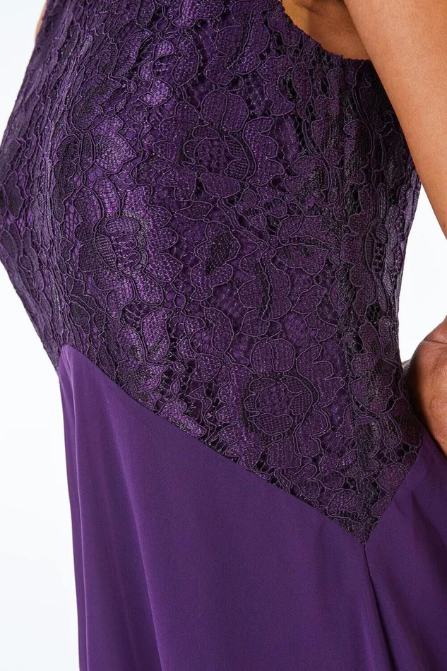 Plum Petite Lace Bodice Dress Women Roman Dresses