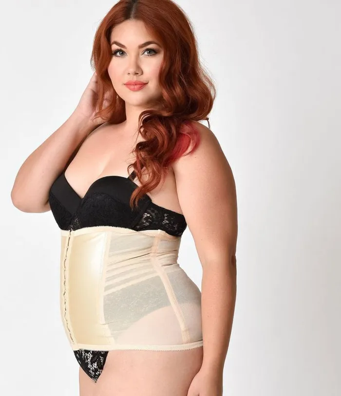 Plus Size 1950s Beige Stretch Waist Cincher Accessories Unique Vintage Lingerie and Shapewear