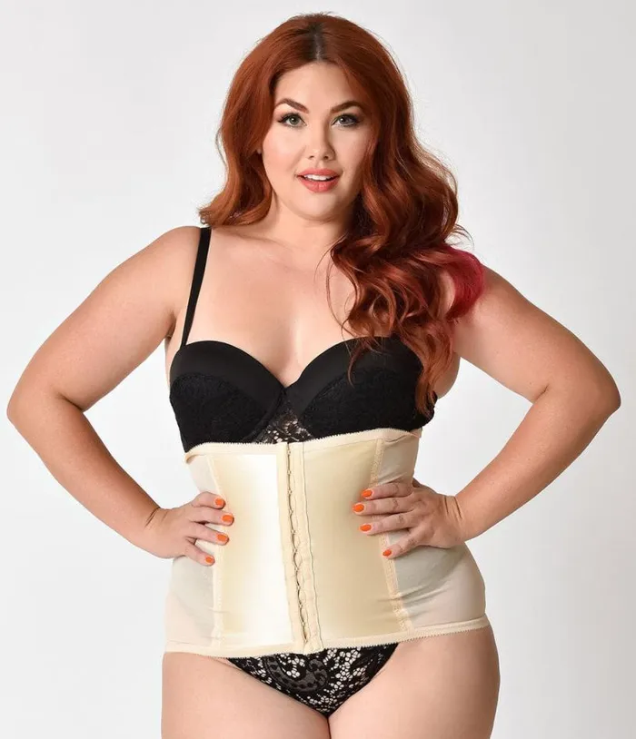 Plus Size 1950s Beige Stretch Waist Cincher Accessories Unique Vintage Lingerie and Shapewear