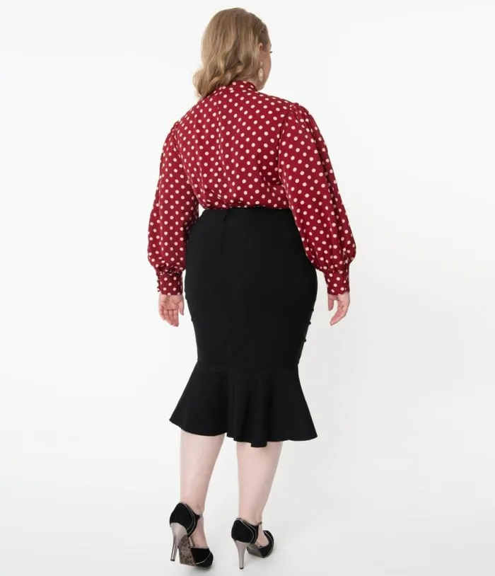 Plus Size 1960s Black Fishtail Lizette Wiggle Skirt ClothingPlus Unique Vintage Skirts