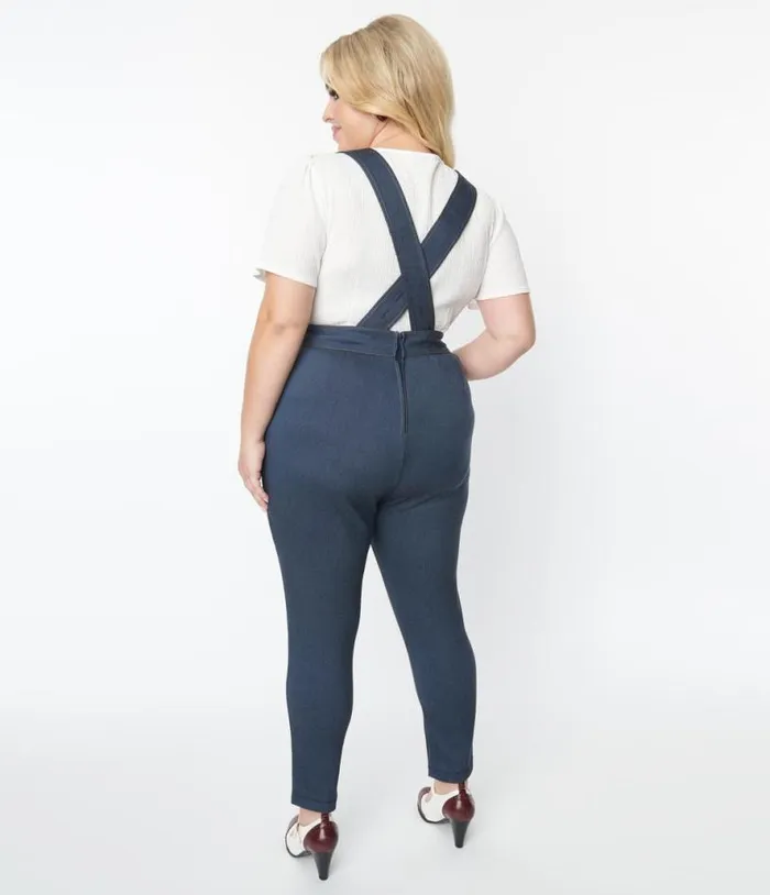 Plus Size Dark Denim Overalls ClothingPlus Unique Vintage Rompers and Jumpsuits
