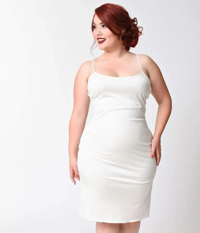 Plus Size Short White Stretch Slip Accessories Unique Vintage Lingerie and Shapewear