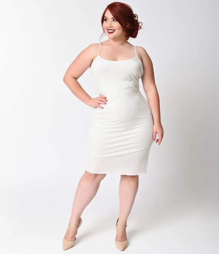 Plus Size Short White Stretch Slip Accessories Unique Vintage Lingerie and Shapewear