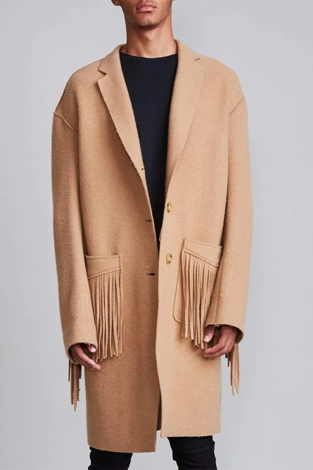 R13 Jackets and Coats Men Fringe Raw Cut Coat 8211 Camel R13 Jackets and Coats Men Fringe Raw Cut Coat 8211 Camel
