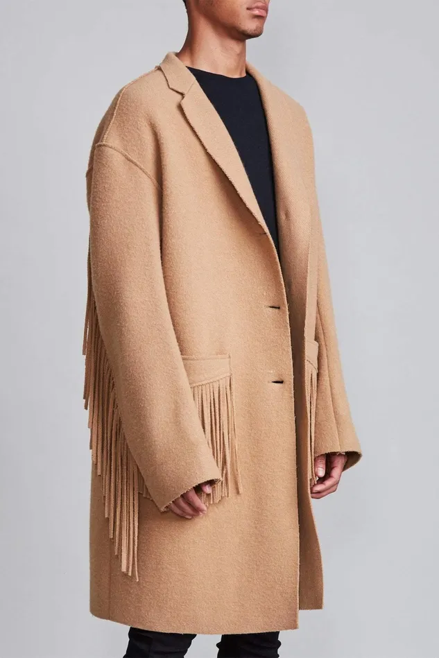 R13 Jackets and Coats Men Fringe Raw Cut Coat 8211 Camel R13 Jackets and Coats Men Fringe Raw Cut Coat 8211 Camel