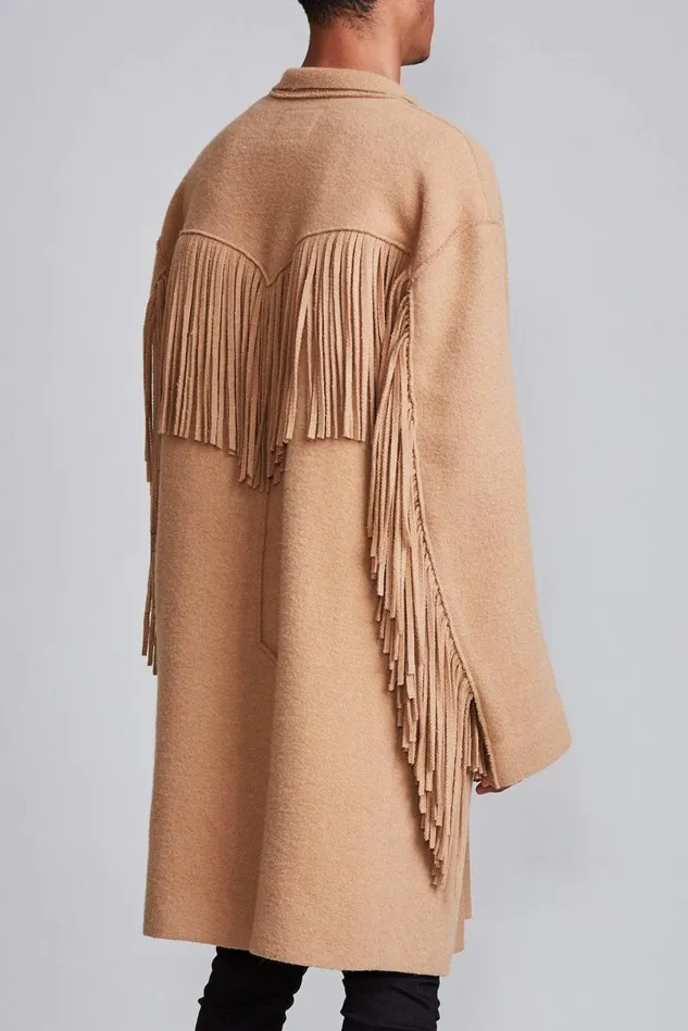 R13 Jackets and Coats Men Fringe Raw Cut Coat 8211 Camel R13 Jackets and Coats Men Fringe Raw Cut Coat 8211 Camel