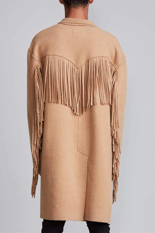 R13 Jackets and Coats Men Fringe Raw Cut Coat 8211 Camel R13 Jackets and Coats Men Fringe Raw Cut Coat 8211 Camel