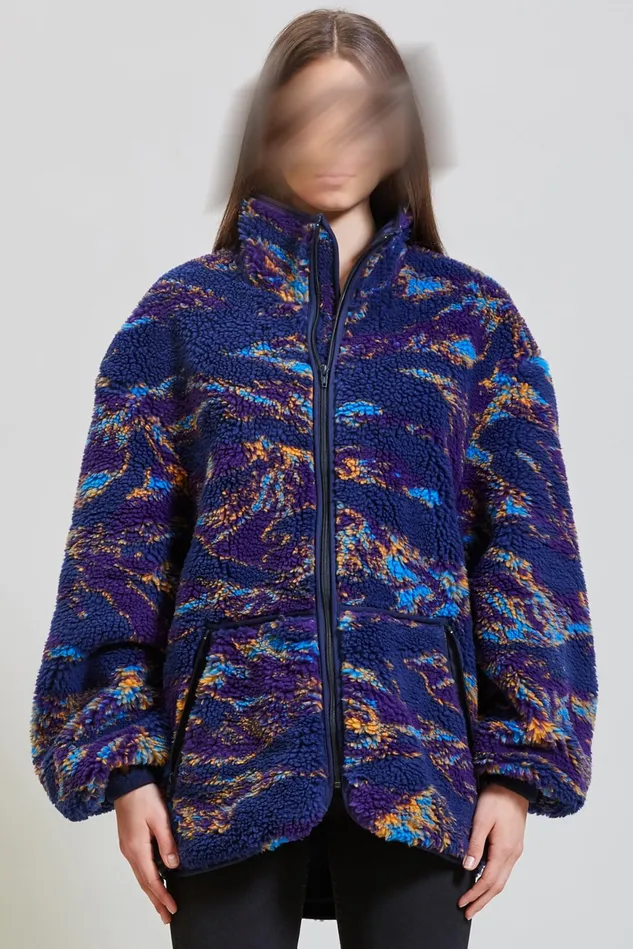 R13 Jackets and Coats Women Oversized Fleece Jacket 8211 Navy Swirl