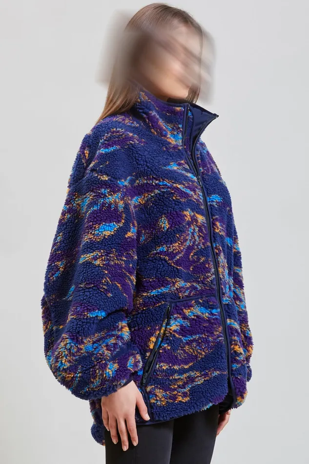 R13 Jackets and Coats Women Oversized Fleece Jacket 8211 Navy Swirl