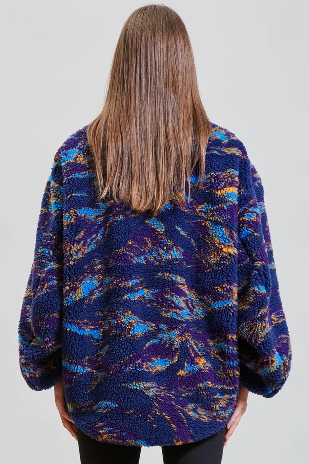 R13 Jackets and Coats Women Oversized Fleece Jacket 8211 Navy Swirl