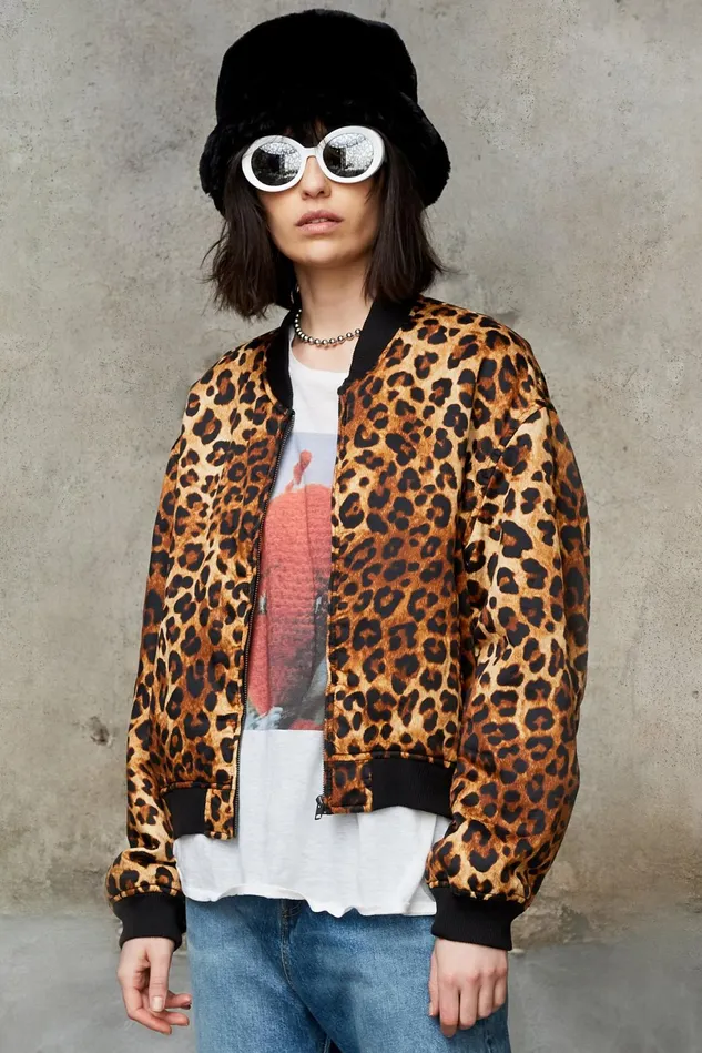 R13 Jackets and Coats Women Padded Bomber 8211 Leopard