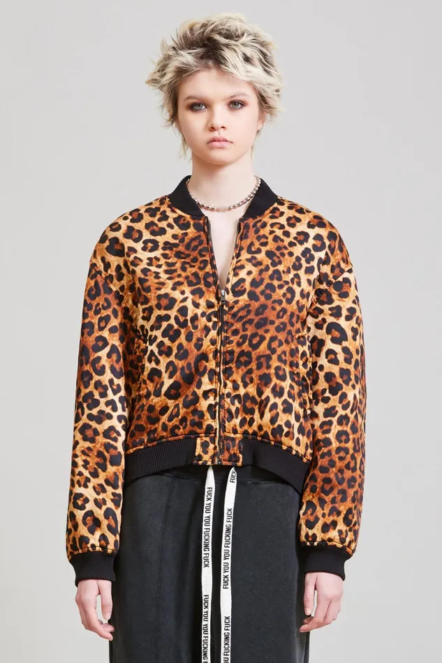 R13 Jackets and Coats Women Padded Bomber 8211 Leopard