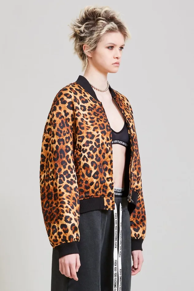 R13 Jackets and Coats Women Padded Bomber 8211 Leopard