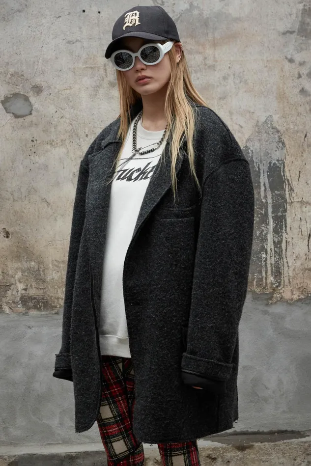 R13 Jackets and Coats Women Raw Cut Ragged Blazer 8211 Dark Grey