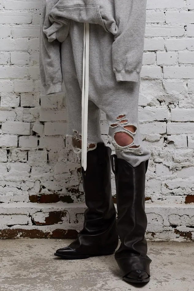 R13 Pants and Skirts Women Shredded Knee Drop Sweatpant 8211 Heather Grey