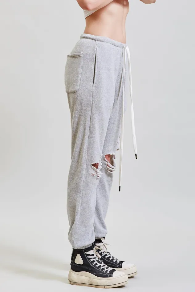R13 Pants and Skirts Women Shredded Knee Drop Sweatpant 8211 Heather Grey