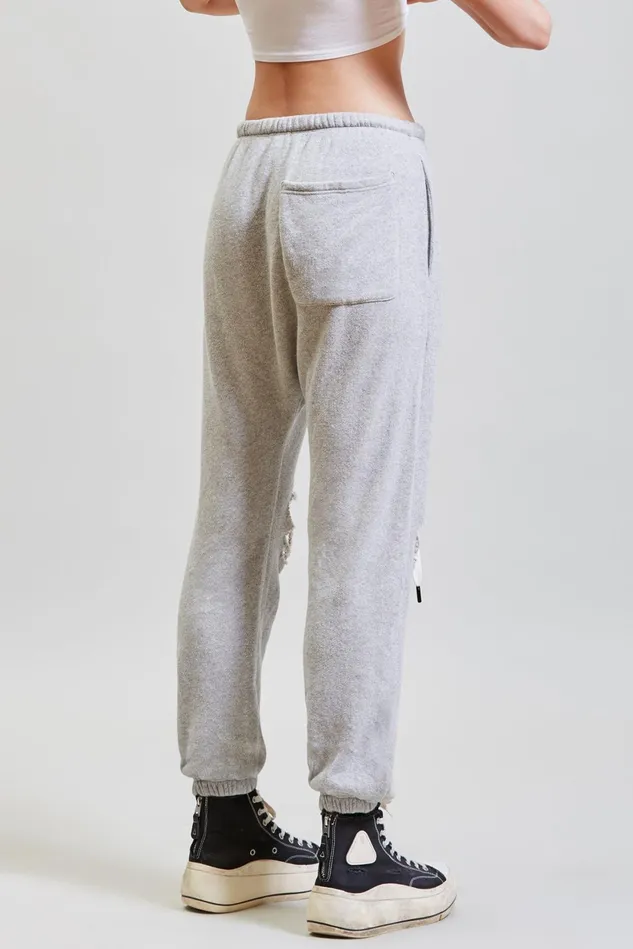 R13 Pants and Skirts Women Shredded Knee Drop Sweatpant 8211 Heather Grey