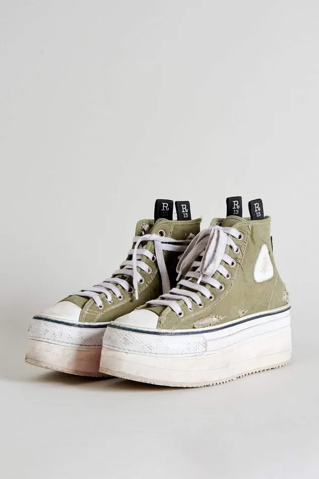 R13 Sneakers Women Courtney Platform High Top Sneaker 8211 Olive