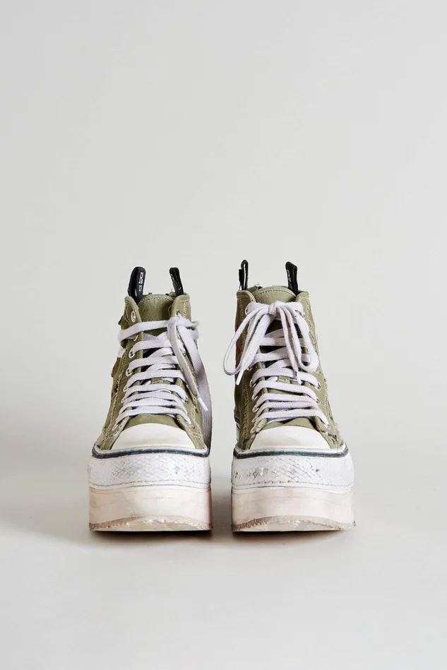 R13 Sneakers Women Courtney Platform High Top Sneaker 8211 Olive