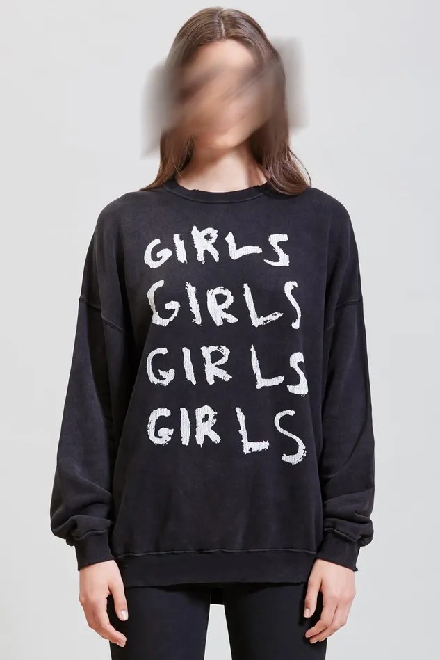 R13 Sweatshirts Women Girls Girls Oversized Crewneck 8211 Acid Black
