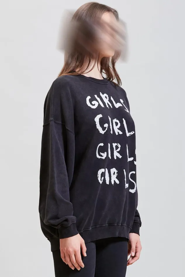 R13 Sweatshirts Women Girls Girls Oversized Crewneck 8211 Acid Black