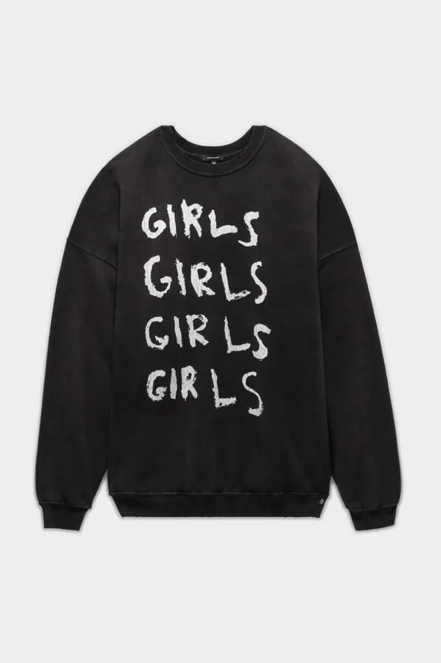 R13 Sweatshirts Women Girls Girls Oversized Crewneck 8211 Acid Black