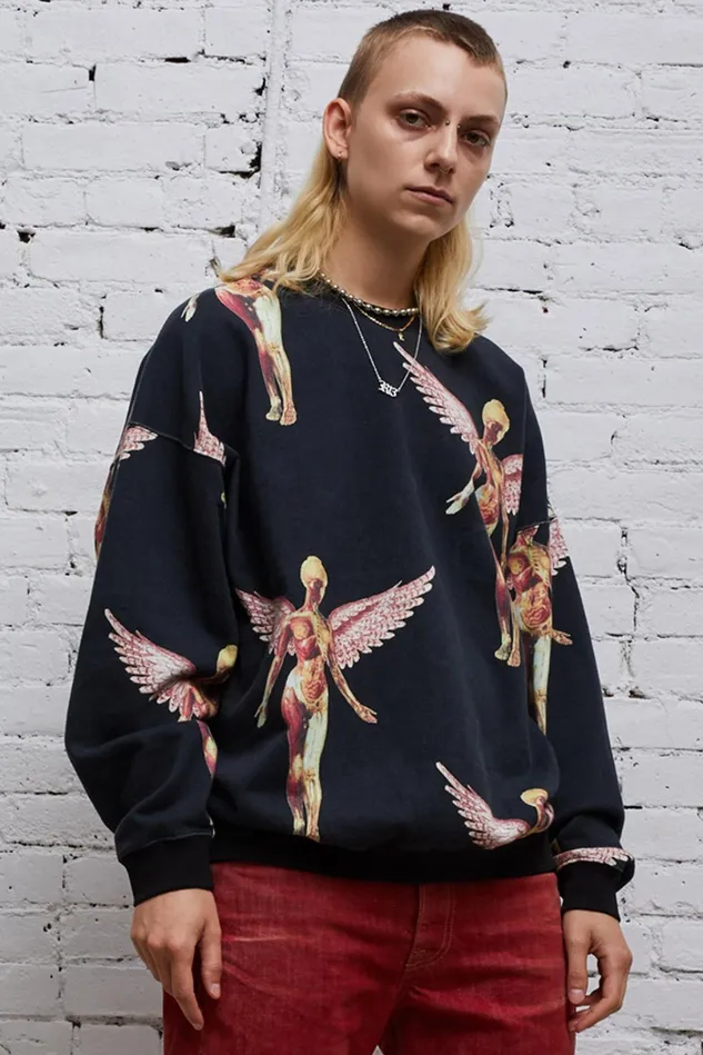R13 Sweatshirts Women Nirvana In Utero Oversized Crewneck 8211 Black