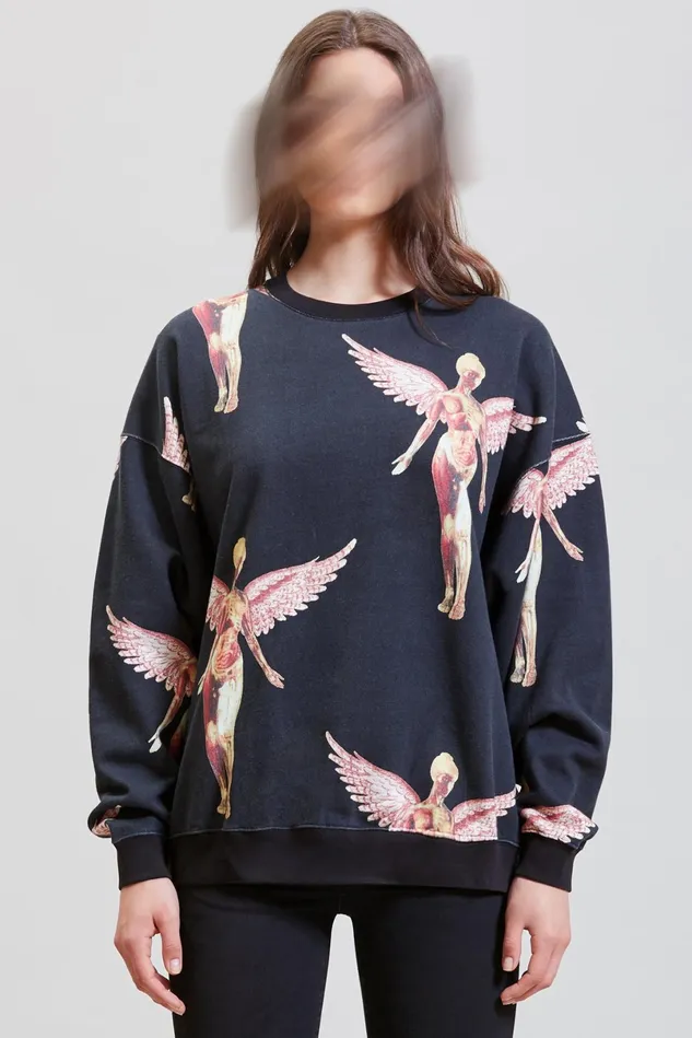 R13 Sweatshirts Women Nirvana In Utero Oversized Crewneck 8211 Black