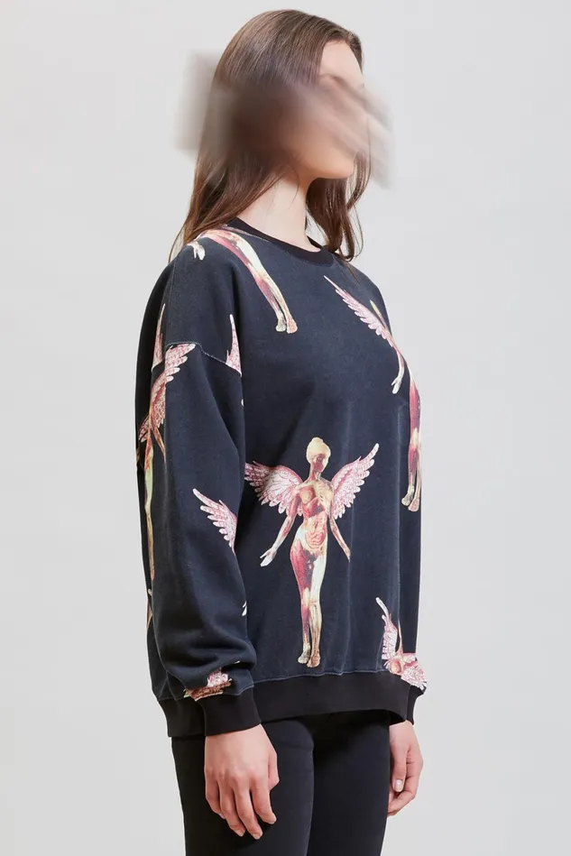 R13 Sweatshirts Women Nirvana In Utero Oversized Crewneck 8211 Black