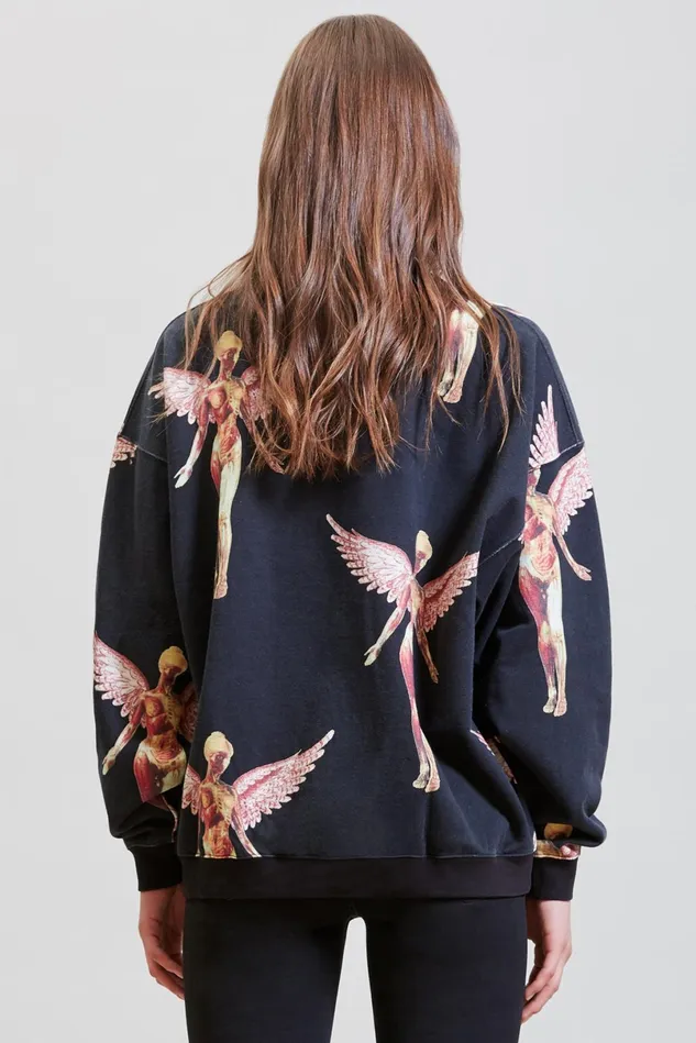 R13 Sweatshirts Women Nirvana In Utero Oversized Crewneck 8211 Black