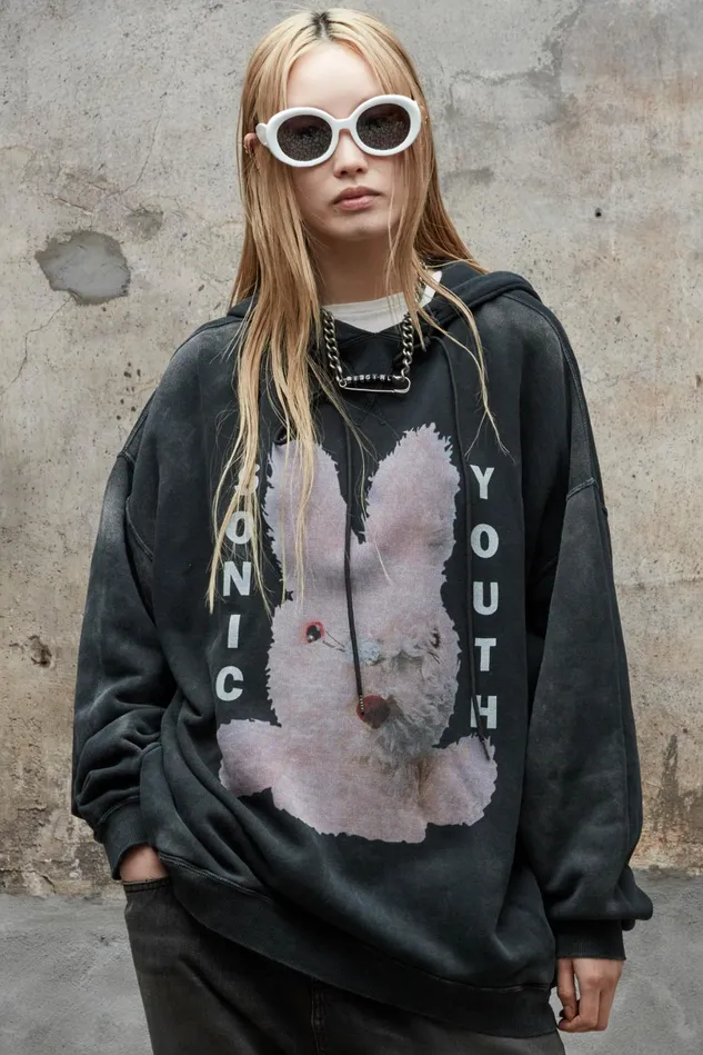 R13 Sweatshirts Women Sonic Youth Bunny Oversized Hoodie