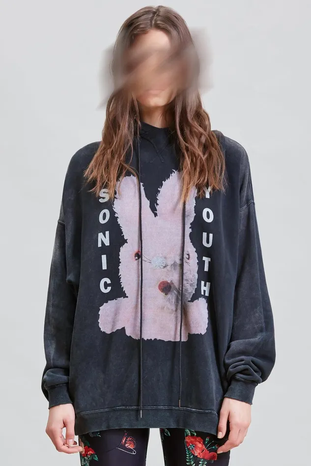 R13 Sweatshirts Women Sonic Youth Bunny Oversized Hoodie
