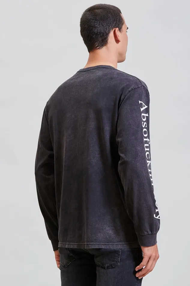 R13 TShirts Men Absofuckinglutely Long Sleeve Tee 8211 Acid Black