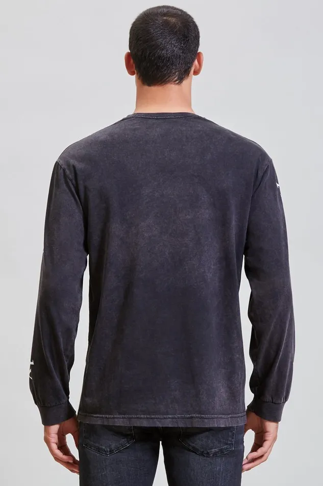 R13 TShirts Men Absofuckinglutely Long Sleeve Tee 8211 Acid Black