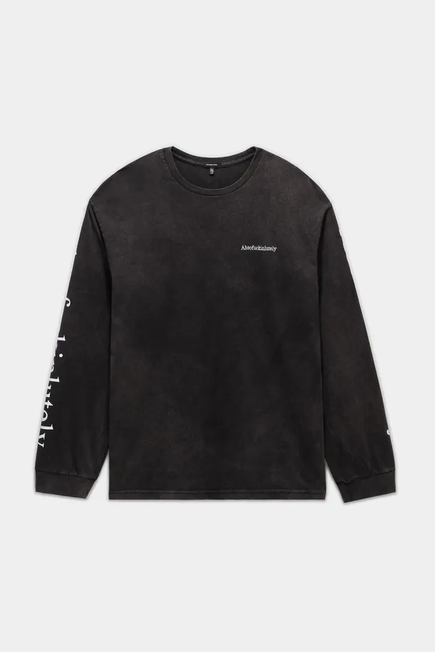 R13 TShirts Men Absofuckinglutely Long Sleeve Tee 8211 Acid Black