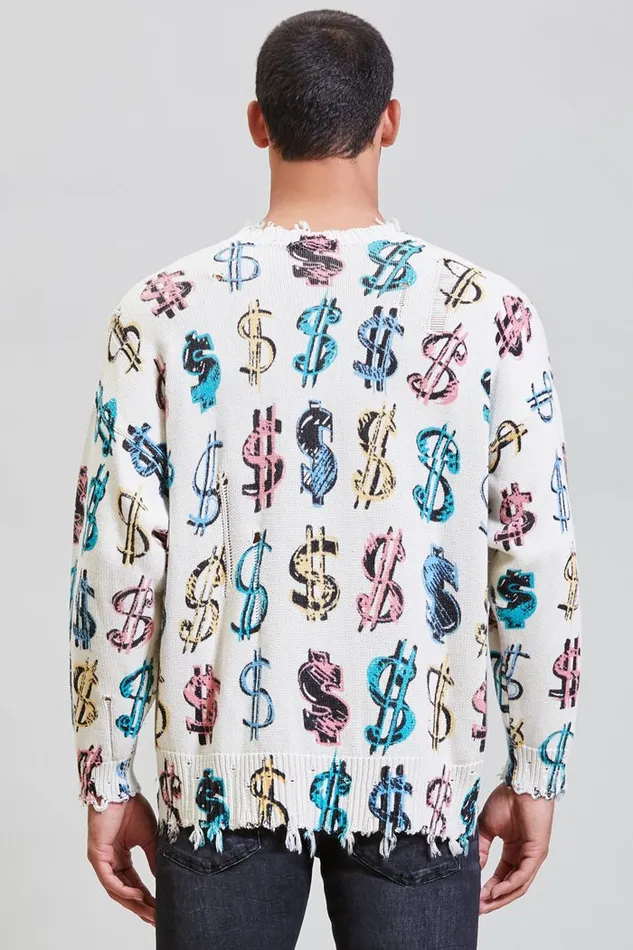 R13 Tops And Knitwear Men Dollar Sign Oversized Sweater 8211 Multicolor