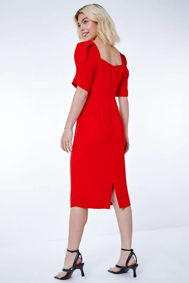 Red Sweetheart Neck Fitted Dress Women Roman Dresses