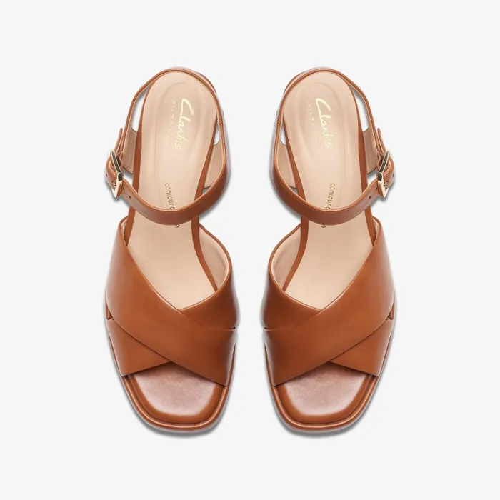 Ritzy 75 Rae Tan Leather Women Clarks Sandals and Flip Flops