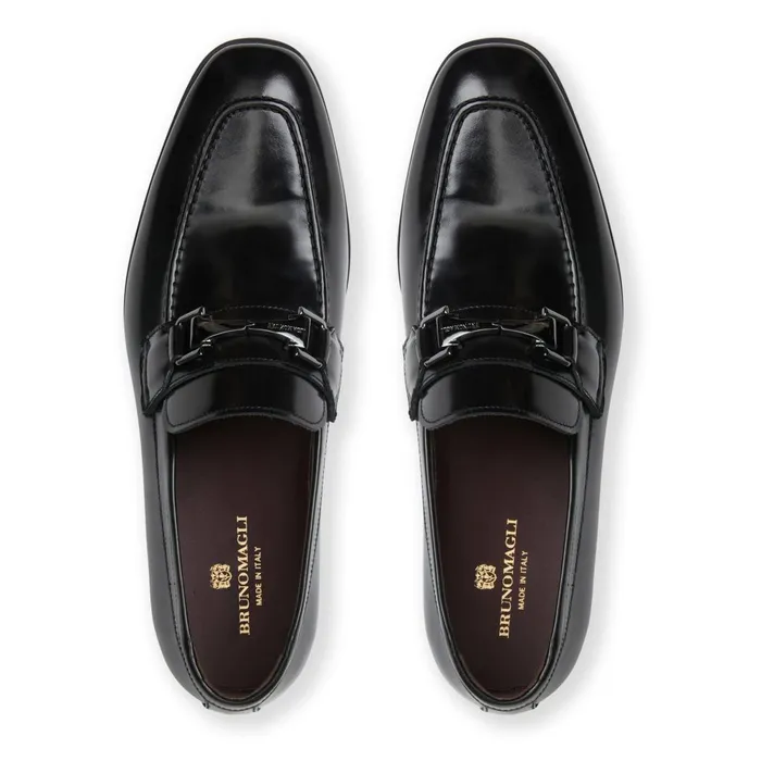 Saffo Slip On Black Bit Loafer Black Leather Men Bruno Magli Dress Shoes