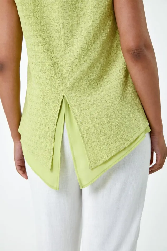 Sage Petite Double Layer Knit Stretch Top Women Roman Tops