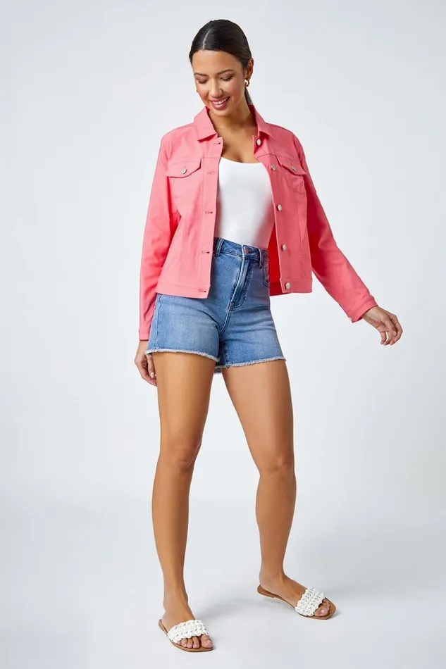 Salmon Stretch Pocket Detail Jacket Women Roman Coords