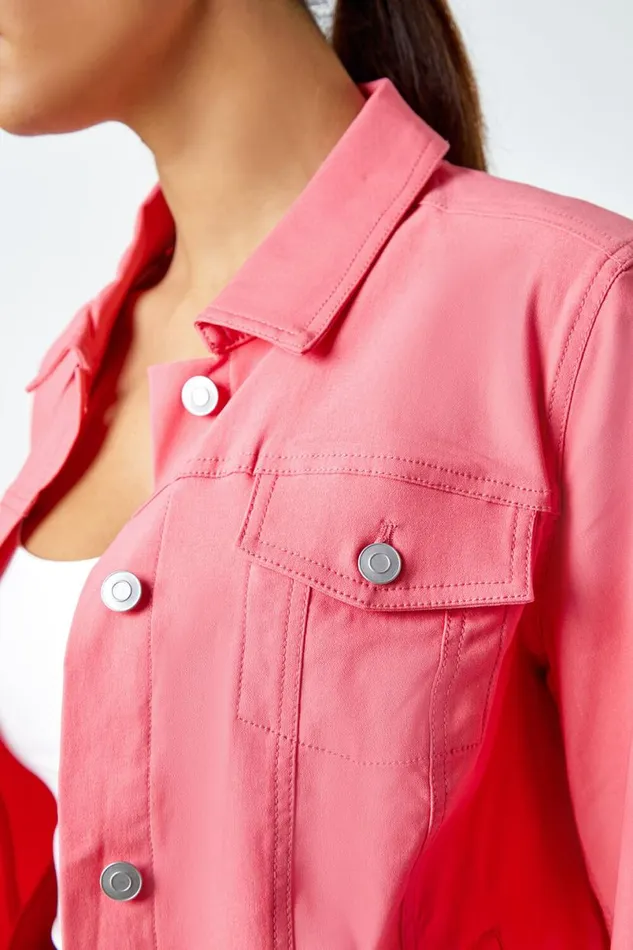 Salmon Stretch Pocket Detail Jacket Women Roman Coords